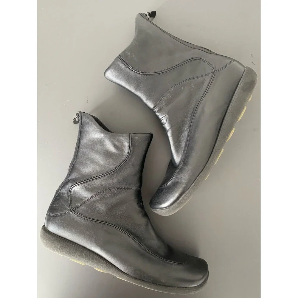 Diesel Black Leather Mid-Calf Zip Boots Men’s  10 Street Contemporary Minimal